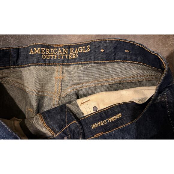 American Eagle Jeans Mens 33x30 Blue Original Straight Straight Leg Med/DarkWash - Picture 3 of 7